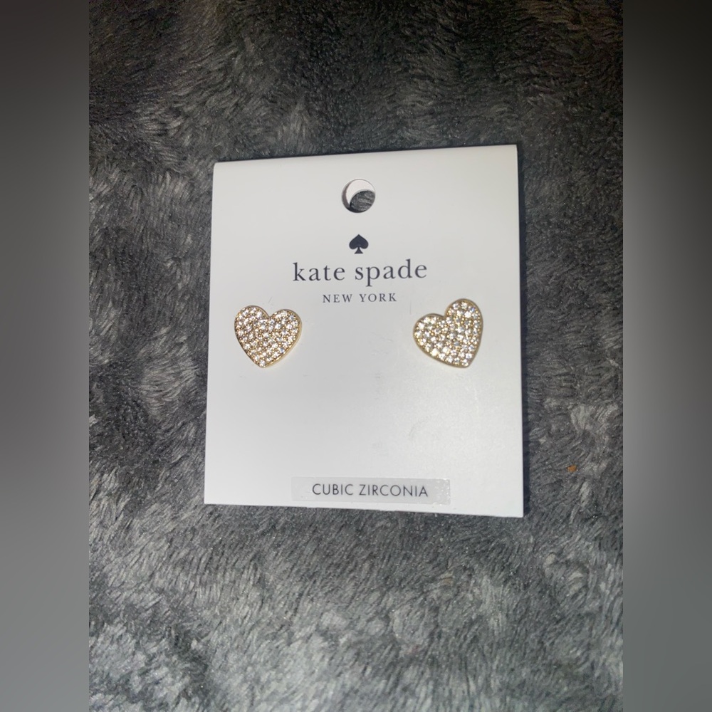 BNWT Kate Spade New York Gold Yours Truly Pavé Heart Stud Earrings $58